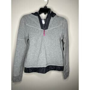 Ivivva Lululemon Hooded Two Toned Grey Scuba Quarter Zip W/ Pink Details 12